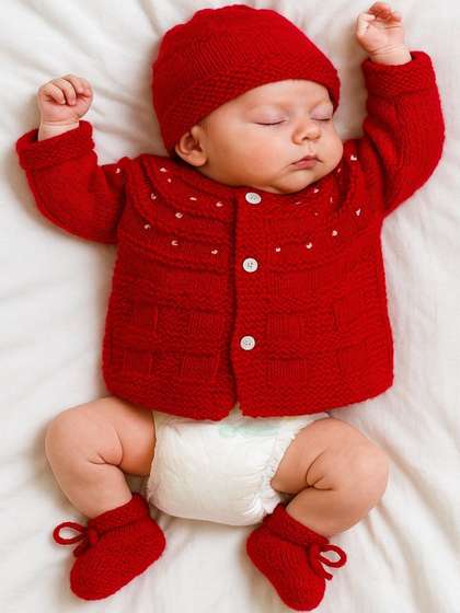 LeafBird Infants Set of
                    4 Pure Wool Knitted Baby Apparel Gift Set