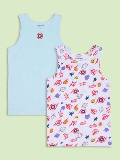 Pantaloons Junior Boys
                    Pack Of 2 Printed Pure Cotton Basic Innerwear Vests