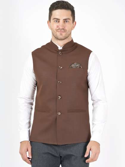 Badoliya & Sons
                        Men Woven Cotton Linen Nehru Jackets