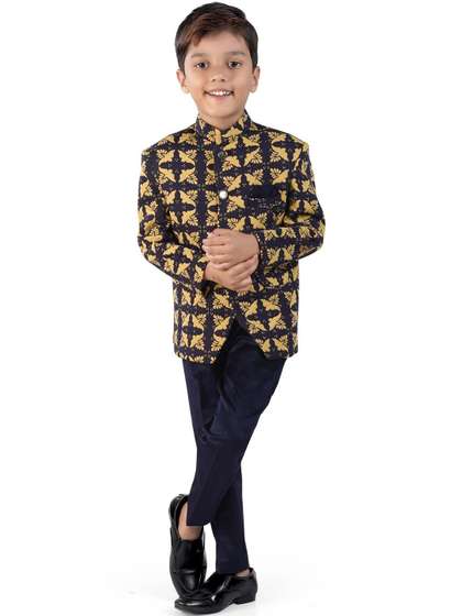 earth conscious Boys
                    Printed Mandarin Collar Full Sleeves Jodhpuri Suits