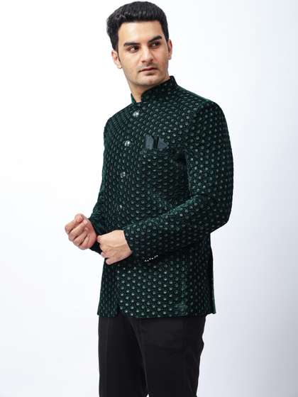 Aesthelia Mandarin
                        Collar Bandhgala Sherwani Set