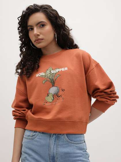 The Roadster Life
                        Co. Graphic Printed Round Neck Drop Shoulder
                        Sleeves Pullover