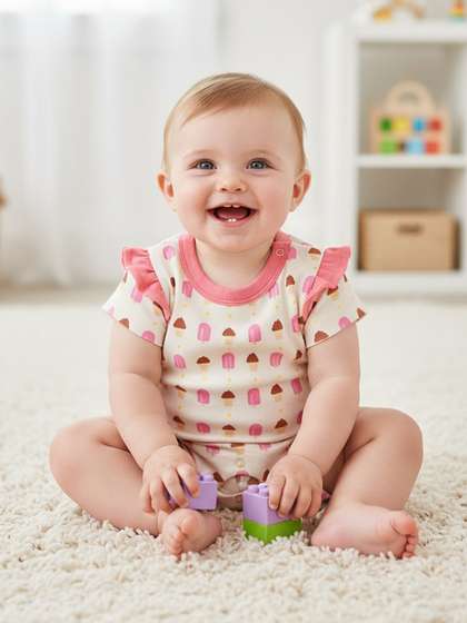 BONTOTS Infant Girls
                    Popsicle Printed Organic Cotton Ruffle Romper