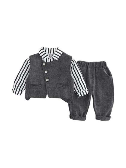 StyleCast x Revolte
                      Boys Striped Shirt Collar Shirt With Trousers