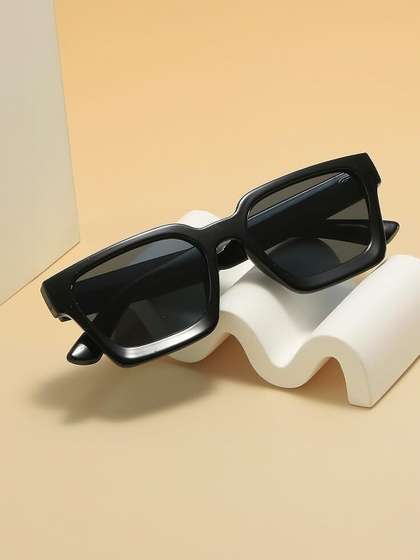 EYMEN I Unisex Black
                        Lens & Black Square Sunglasses with