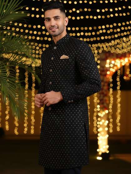 KISAH Men Woven
                          Design Indowestern Sherwani Trouser Set