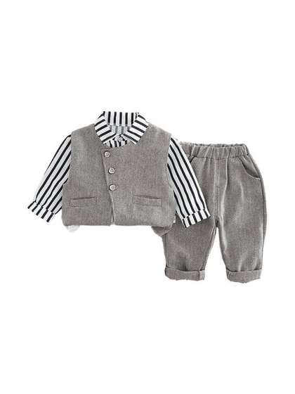 StyleCast x Revolte
                      Boys Striped Shirt Collar Shirt With Trousers