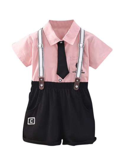 StyleCast x Revolte Boys
                    Shirt & Shorts with Suspenders