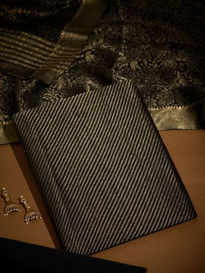 Taneira Striped Pure
                        Silk Brocade Unstitched Dress Material