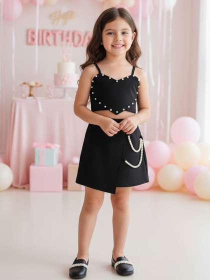 ADDYVERO Girls Shoulder
                    Straps Sleeveless Top With Skirt