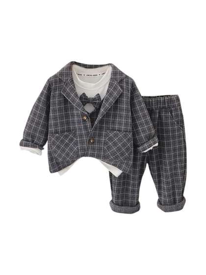 StyleCast x Revolte
                    Infant Boys Checked Single-Breasted 4 Piece Suits