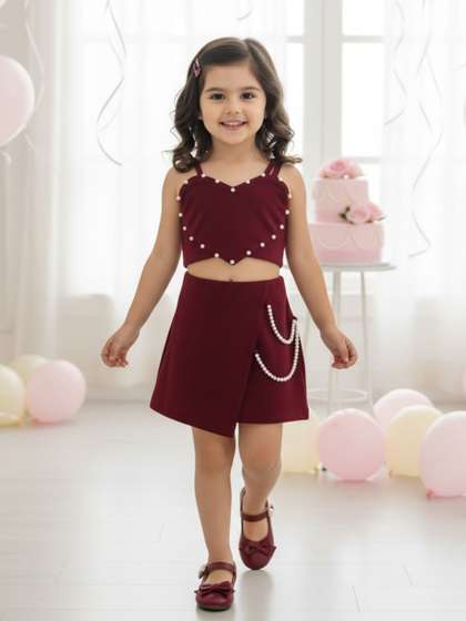 ADDYVERO Kids
                      Embellished Shoulder Straps Sleeveless Top &
                      Skorts
