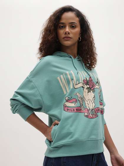 The Roadster Life
                          Co. Printed Hooded Oversized Sweatshirt
