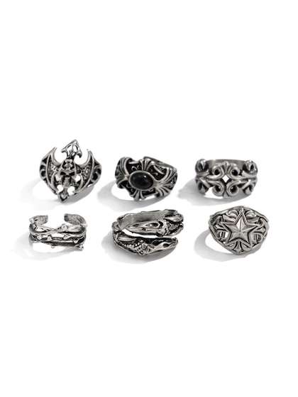 StyleCast x Revolte Men
                    Set Of 6 Silver-Plated Finger Rings