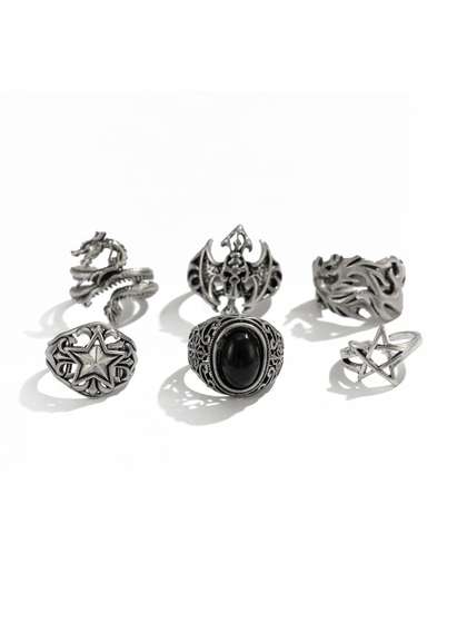 StyleCast x Revolte Men
                    Set Of 6 Silver-Plated Finger Ring
