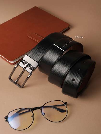 Van Heusen Men Textured
                    Leather Reversible Formal Belt