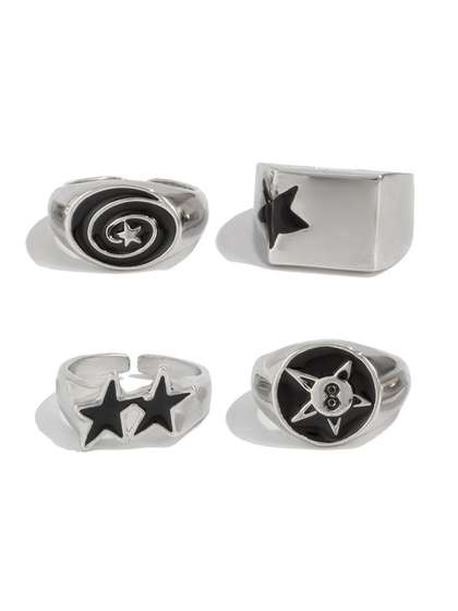 StyleCast x Revolte Men
                    Set Of 4 Silver-Plated Finger Ring