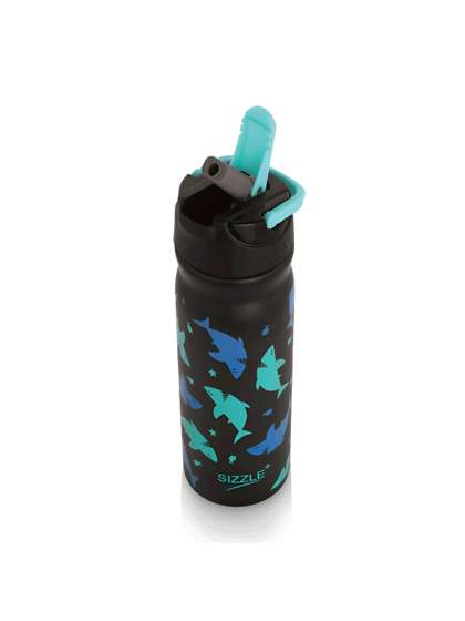 SIZZLE Black & Blue
                    Single Stainless Steel Printed Spill Proof Water
                    Bottle