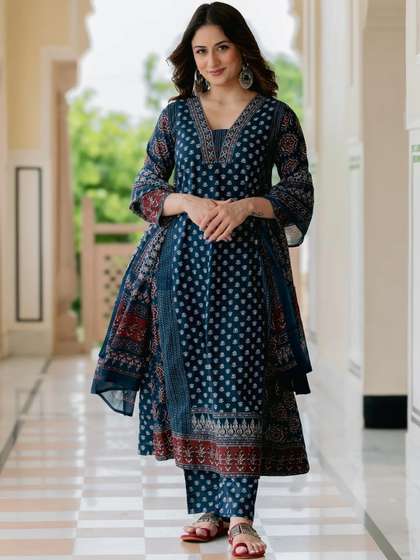 KALINI Women Ethnic
                        Motifs Printed Regular Kurta with Trousers &
                        With Dupatta