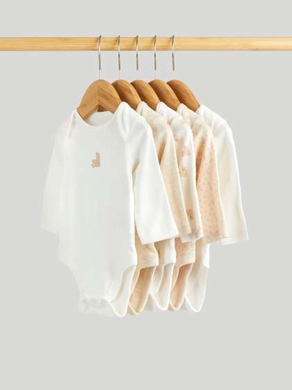 mothercare Kids Pack Of
                    5 Printed Envelope Neck Pure Cotton Bodysuits