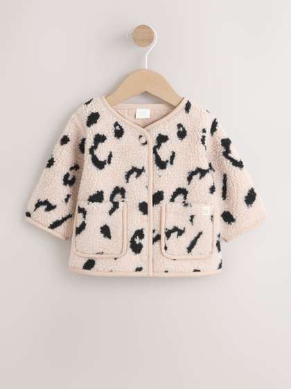 NEXT Infants Leopard
                    Print Faux Fur Trim Coat