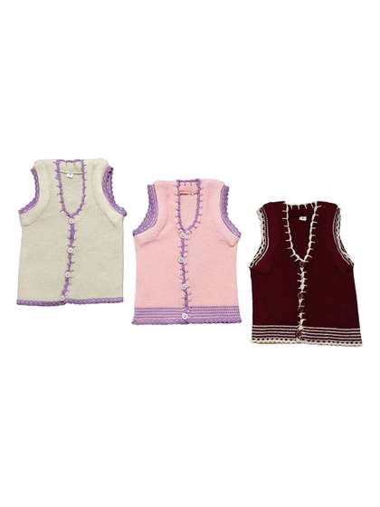 Cute Collection Set Of 3
                    Unisex Kids Woollen Sweater Vest
