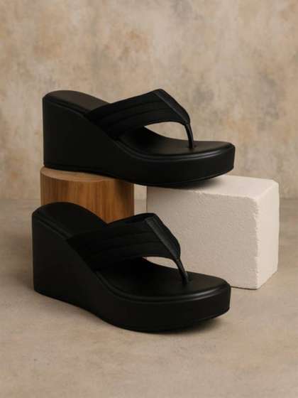 GLO GLAMP Women
                        Solid Party Wedge Heel Sandals