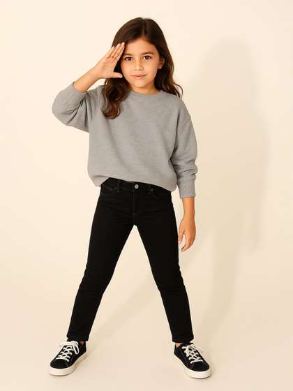 TALES & STORIES
                    Girls Black Slim Fit Mid-Rise Dark shade Stretchable
                    Denim Jeans