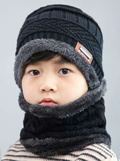 FLEXCYCAP Boys Woollen
                      Beanie With Neck Warmer