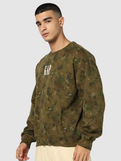 GAP Men Floral
                          Printed Crew Neck Drop-Shoulder Pullover
                          Sweatshirt