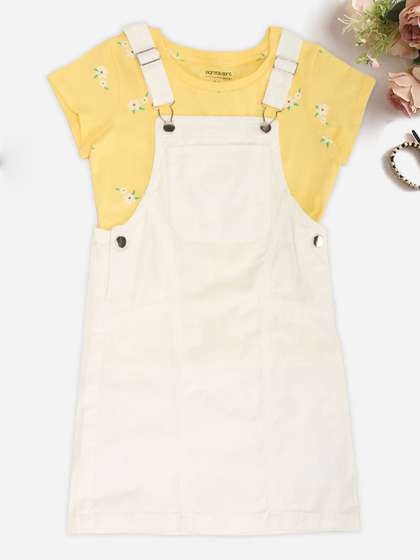 Pantaloons Junior Girls
                    Printed Round Neck Pure Cotton Pinafore Mini Dress