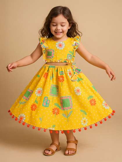 Somersault Infants Girls
                    Printed Ready To Wear Cotton Lehenga & Choli