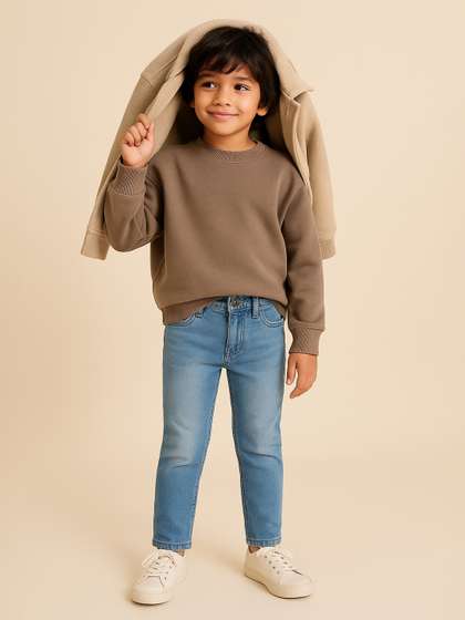 TALES & STORIES
                      Boys Blue Mid-Rise Slim Fit Light Fade Stretchable
                      Denim Jeans