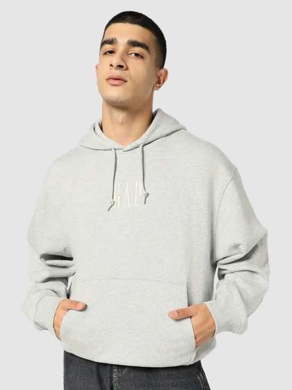 GAP Men Logo Printed
                        Drop-Shoulder Hooded Relaxed Fit Sweatshirt