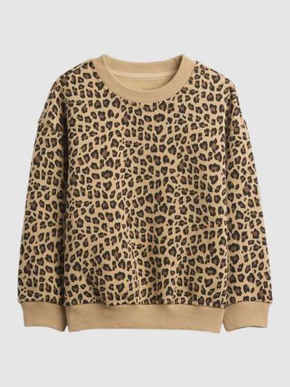 GAP Girls Animal Printed
                    Drop-Shoulder Round Neck Sweatshirt