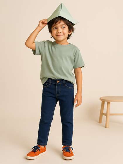 TALES & STORIES Boys
                    Blue Slim Fit Mid-Rise Clean Look Stretchable Denim
                    Jeans