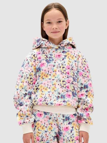 GAP Girls Floral
                      Printed Hooded Sweatshirt