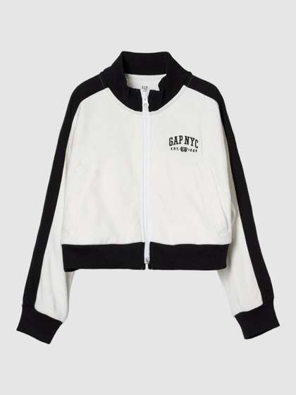GAP Girls Logo Printed
                    Stand Collar Raglan Sleeve Bomber Jacket