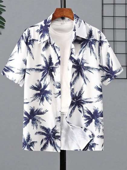 BAESD Boys Floral
                        Printed Spread Collar Cotton Shirt