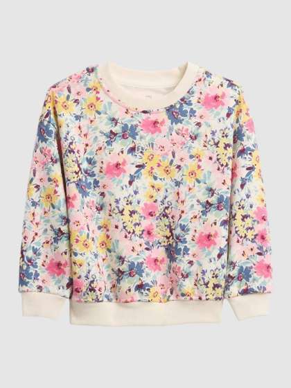 GAP Girls Floral Printed
                    Crew Neck Drop-Shoulder Sweatshirts