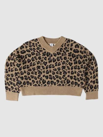 GAP Girls Leopard Print
                    Drop-Shoulder Sweater
