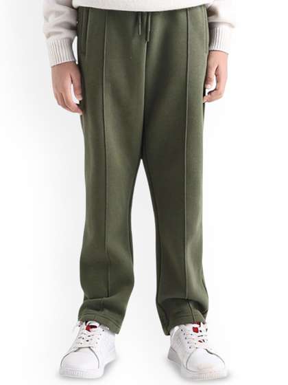 RARE ONES Boys Cotton
                    Mid-Rise Straight-Fit Track Pants