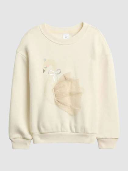 GAP Girls Animal Printed
                    Round Neck Drop-Shoulder Pullover Sweatshirt