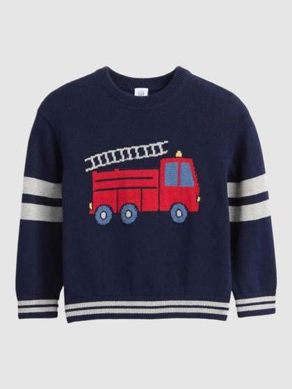 GAP Boys Graphic Printed
                    Relaxed Fit Crew Neck Pullover Sweater