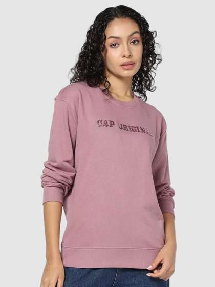 GAP Women Typography
                        Embellished Sequined Round Neck Long Sleeves
                        Pullover Sweatshirt