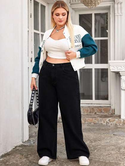 Kotty Women Wide Leg
                        High-Rise Stretchable Jeans