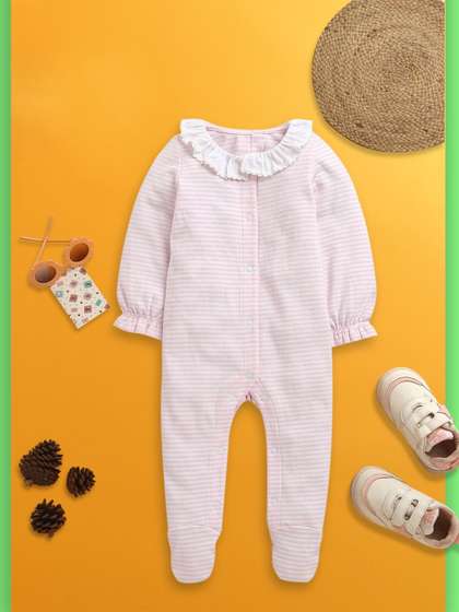 Nino Bambino Infants
                      Kids Striped Organic Cotton Round Neck Long
                      Sleeves Rompers