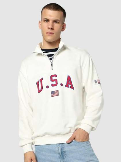 GAP Men Embroidered
                        Letter Oversized Fit Half-Zip Sweatshirt