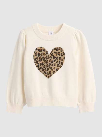 GAP Girls Leopard Print
                    Heart Sweater