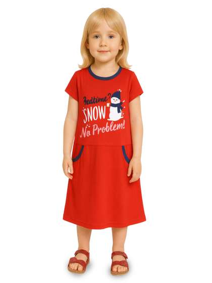 Inhika Girls Printed
                    Round Neck Nightdress